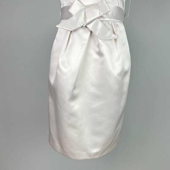 Donna Morgan Womens White Satin Strapless Formal Dress Bow Pencil Skirt size 4 - Picture 4 of 11